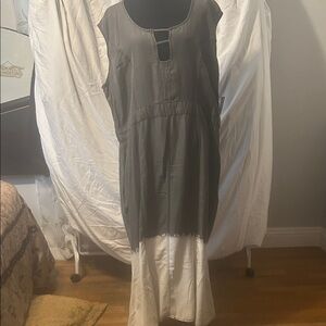 Ashley Stewart Gray and White Maxi Dress